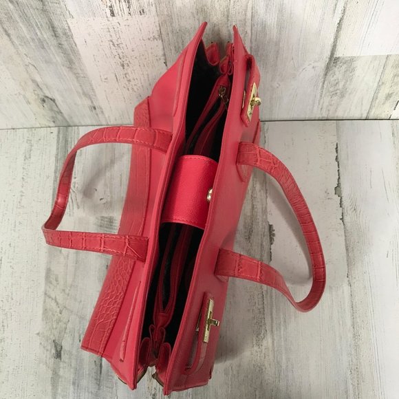 Olivia + Joy coral briefcase style shoulder tote - Picture 4 of 11